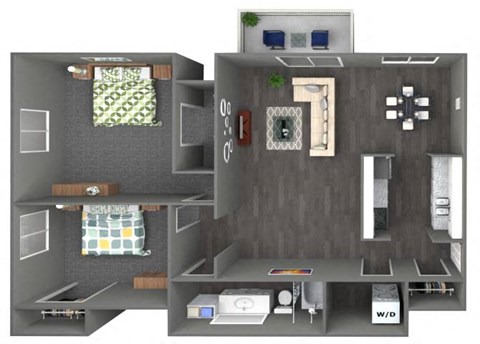 Floor plan for 2 beds, 1 bath, 1010 sqft